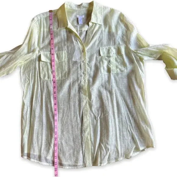 NWT- Chico’s Sheer Delight Emaline L/S Top In Soft Lime- Size 3 (XL) - Picture 12 of 14